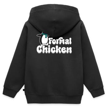 Drôle Meme Penguin Lover Poulet formel Illust - Sweat Premium à capuche zippé enfant bio - noir - Dos - AI Model Kid Male (0cm)