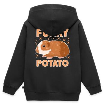 Lustige Meerschweinchen-Pelz-Kartoffel-Grafik für - Kinder Premium Organic Zip Hoodie - Schwarz - Hinten - AI Model Kid Male (0cm)