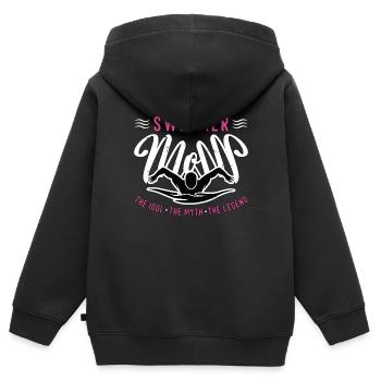Maman nageuse L’idole Le mythe L’amoureux de la natation - Sweat Premium à capuche zippé enfant bio - noir - Dos - AI Model Kid Male (0cm)