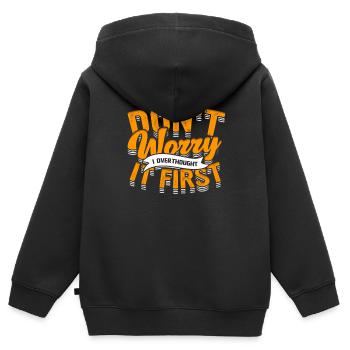 INTJ Don't Worry I Overthought It First - Kinder Premium Organic Zip Hoodie - Schwarz - Hinten - AI Model Kid Male (0cm)