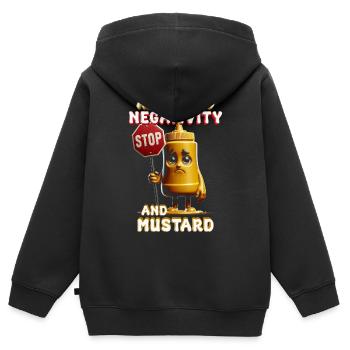 Allergie à la moutarde allergique à la négativité et à la moutarde - Sweat Premium à capuche zippé enfant bio - noir - Dos - AI Model Kid Male (0cm)