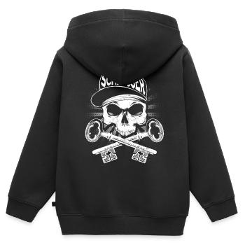 Schlosser - Kinder Premium Organic Zip Hoodie - Schwarz - Hinten - AI Model Kid Male (0cm)