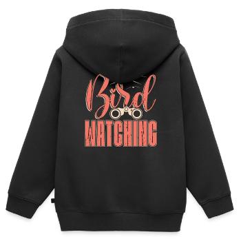 Ornithologue ornithologue, ornithologue ornithologique, ornithologue - Sweat Premium à capuche zippé enfant bio - noir - Dos - AI Model Kid Male (0cm)