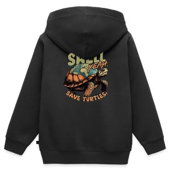 Schildkröte Schildkröten Shell Yeah Save Turtles! - Kinder Premium Organic Zip Hoodie - Schwarz - Hinten - AI Model Kid Male (0cm)