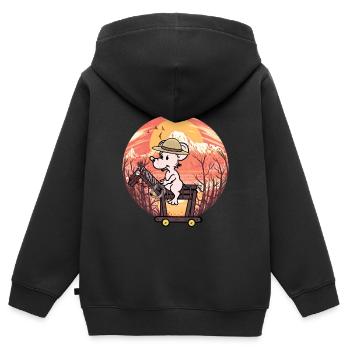 Wild West Mouse Rider Cheval Chevaux - Sweat Premium à capuche zippé enfant bio - noir - Dos - AI Model Kid Male (0cm)