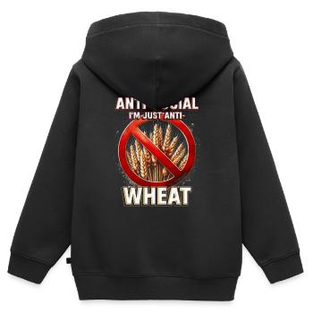 Allergie au blé Je suis juste anti-blé - Sweat Premium à capuche zippé enfant bio - noir - Dos - AI Model Kid Male (0cm)