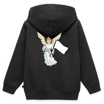 Engel Weltfrieden Fahne Peace - Kinder Premium Organic Zip Hoodie - Schwarz - Hinten - AI Model Kid Male (0cm)