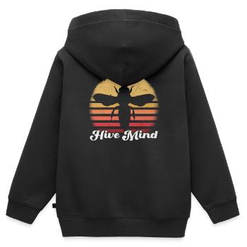 Hive Mind Motivational Bee Art - Kinder Premium Organic Zip Hoodie - Schwarz - Hinten - AI Model Kid Male (0cm)