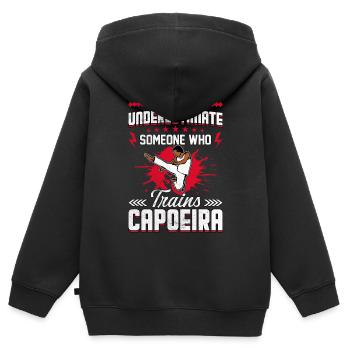 Unterschätzen Sie niemals jemanden, der Capoeira trainiert - Kinder Premium Organic Zip Hoodie - Schwarz - Hinten - AI Model Kid Male (0cm)