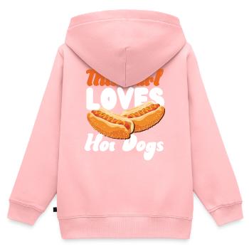 Hot Dog Adult Girl This Girl Loves - Kinder Premium Organic Zip Hoodie - Rosa - Hinten - AI Model Kid Female (0cm)