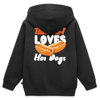 Hot Dog Adult Girl This Girl Loves - Kinder Premium Organic Zip Hoodie - Schwarz - Hinten - AI Model Kid Male (0cm)