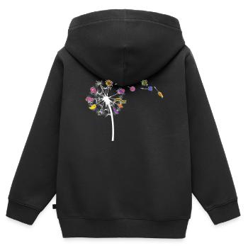 Pissenlit - Couture Pusteblume Couture - Sweat Premium à capuche zippé enfant bio - noir - Dos - AI Model Kid Male (0cm)