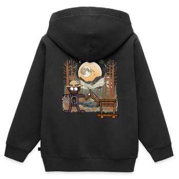 Cavalier du Far West Cheval Cowboy Western Cavalier - Sweat Premium à capuche zippé enfant bio - noir - Dos - AI Model Kid Male (0cm)