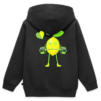 Lemon Poids Exercice Poids GYM Exercice Muscles - Sweat Premium à capuche zippé enfant bio - noir - Dos - AI Model Kid Male (0cm)