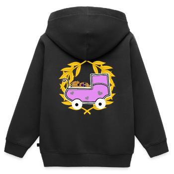 Cacahuète Enceinte Grossesse Naissance Bébé - Sweat Premium à capuche zippé enfant bio - noir - Dos - AI Model Kid Male (0cm)