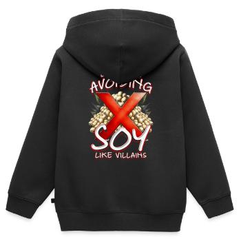 Sojaallergie ici : éviter le soja - Sweat Premium à capuche zippé enfant bio - noir - Dos - AI Model Kid Male (0cm)