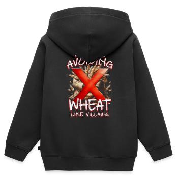 Allergie au blé ici : éviter le blé - Sweat Premium à capuche zippé enfant bio - noir - Dos - AI Model Kid Male (0cm)