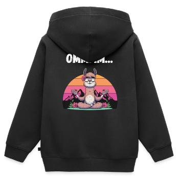 Lama Yoga Meditation Om Retro Lotussitz Lustig - Kinder Premium Organic Zip Hoodie - Schwarz - Hinten - AI Model Kid Male (0cm)