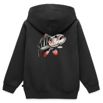 Perche - Sweat Premium à capuche zippé enfant bio - noir - Dos - AI Model Kid Male (0cm)