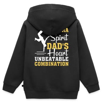 Capoeira Spirit Dad's Heart unschlagbare Kombination - Kinder Premium Organic Zip Hoodie - Schwarz - Hinten - AI Model Kid Male (0cm)
