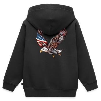 Eagle American Flag 4th of July Eagle Gifts Kids - Kinder Premium Organic Zip Hoodie - Schwarz - Hinten - AI Model Kid Male (0cm)
