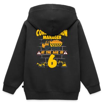 Construction Party 6th Birthday 6 Years Old truck - Kids Premium Organic Zip-up Hoodie - black - Back - AI Model Kid Male (0cm)