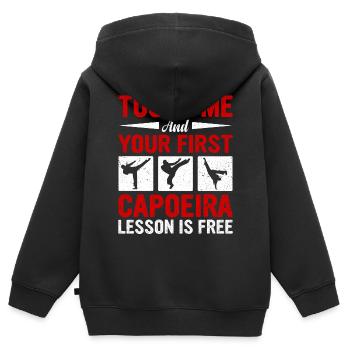 Berühre mich und deine erste Capoeira-Lektion ist kostenlos - Kinder Premium Organic Zip Hoodie - Schwarz - Hinten - AI Model Kid Male (0cm)