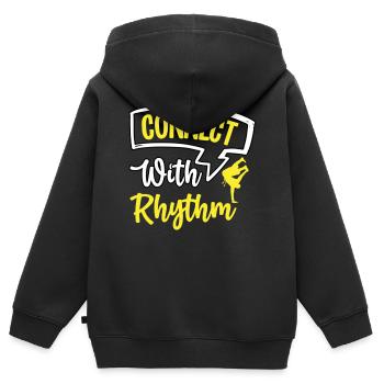 Verbinden Sie sich mit Rhythmus - Kinder Premium Organic Zip Hoodie - Schwarz - Hinten - AI Model Kid Male (0cm)