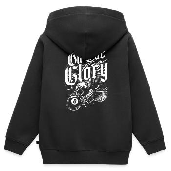 Billard à 8 boules sur Cue Glory - Sweat Premium à capuche zippé enfant bio - noir - Dos - AI Model Kid Male (0cm)