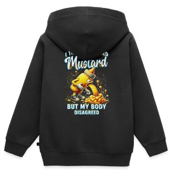 Allergie à la moutarde Je pensais que j’aimais la moutarde - Sweat Premium à capuche zippé enfant bio - noir - Dos - AI Model Kid Male (0cm)