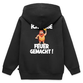 Ich hab Feuer gemacht für alle Männer - Kinder Premium Organic Zip Hoodie - Schwarz - Hinten - AI Model Kid Male (0cm)