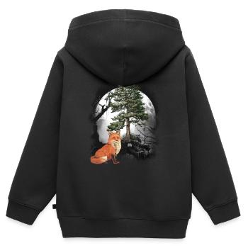 Fuchs Füchse Waldbewohner Waldtiere - Kinder Premium Organic Zip Hoodie - Schwarz - Hinten - AI Model Kid Male (0cm)