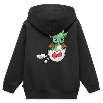 Dragon Dragon Coquille d’oeuf Hatch Bébé Enfant - Sweat Premium à capuche zippé enfant bio - noir - Dos - AI Model Kid Male (0cm)