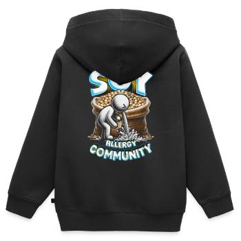 Communauté des allergies au soja - Sweat Premium à capuche zippé enfant bio - noir - Dos - AI Model Kid Male (0cm)