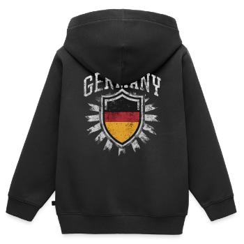 Deutschland Deutscher Deutsch GER Almanya Alemania - Kinder Premium Organic Zip Hoodie - Schwarz - Hinten - AI Model Kid Male (0cm)