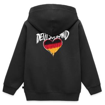 Deutschland Deutscher Deutsch GER Almanya Alemania - Kinder Premium Organic Zip Hoodie - Schwarz - Hinten - AI Model Kid Male (0cm)