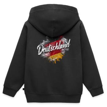 Deutschland Deutscher Deutsch GER Almanya Alemania - Kinder Premium Organic Zip Hoodie - Schwarz - Hinten - AI Model Kid Male (0cm)
