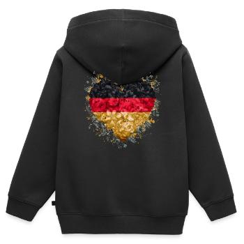 Deutschland Deutscher Deutsch GER Almanya Alemania - Kinder Premium Organic Zip Hoodie - Schwarz - Hinten - AI Model Kid Male (0cm)