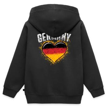 Deutschland Deutscher Deutsch GER Almanya Alemania - Kinder Premium Organic Zip Hoodie - Schwarz - Hinten - AI Model Kid Male (0cm)