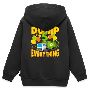 5 Years Old Boy 5th Birthday Gift Garbage Truck - Kids Premium Organic Zip-up Hoodie - black - Back - AI Model Kid Male (0cm)