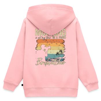Ornithologue ornithologique : Morning Is Not My Time - Sweat Premium à capuche zippé enfant bio - rose - Dos - AI Model Kid Female (0cm)
