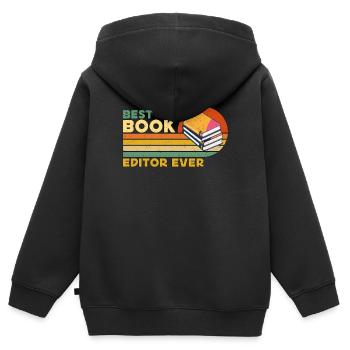 Meilleur éditeur de livres de tous les temps Journaliste rétro Éditeur de livres - Sweat Premium à capuche zippé enfant bio - noir - Dos - AI Model Kid Male (0cm)