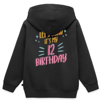 12th birthday Girl Lets Glow My 12 Years Old Gifts - Kids Premium Organic Zip-up Hoodie - black - Back - AI Model Kid Male (0cm)