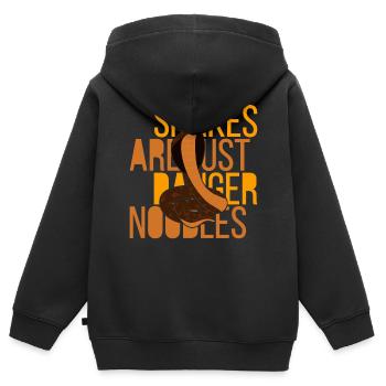 Les serpents ne sont que des nouilles de danger Les serpents sont un danger n - Sweat Premium à capuche zippé enfant bio - noir - Dos - AI Model Kid Male (0cm)