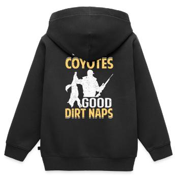 Kojotenjagd Kojotenjäger Yote - Kinder Premium Organic Zip Hoodie - Schwarz - Hinten - AI Model Kid Male (0cm)