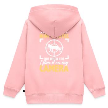 Chasse au coyote Chasseur de coyote Yote - Sweat Premium à capuche zippé enfant bio - rose - Dos - AI Model Kid Female (0cm)