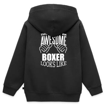 Boxen Boxen Boxen - Kinder Premium Organic Zip Hoodie - Schwarz - Hinten - AI Model Kid Male (0cm)