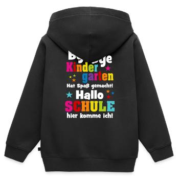 Kindergarten Einschulung Schulkind Schule Geschenk - Kinder Premium Organic Zip Hoodie - Schwarz - Hinten - AI Model Kid Male (0cm)