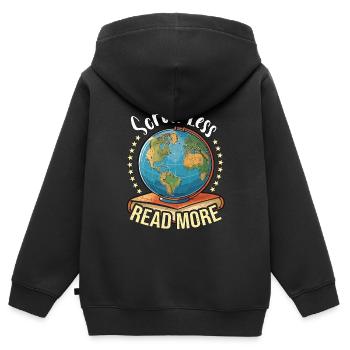 Literature Teacher Scroll Less Read More Reader - Kinder Premium Organic Zip Hoodie - Schwarz - Hinten - AI Model Kid Male (0cm)
