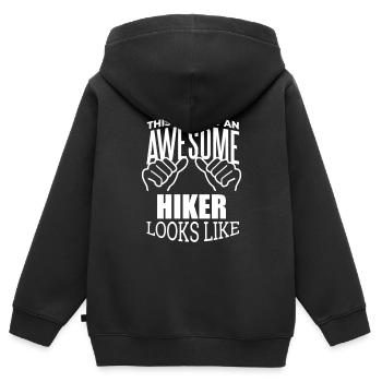 Hiking Hiking Hiking - Kids Premium Organic Zip-up Hoodie - black - Back - AI Model Kid Male (0cm)